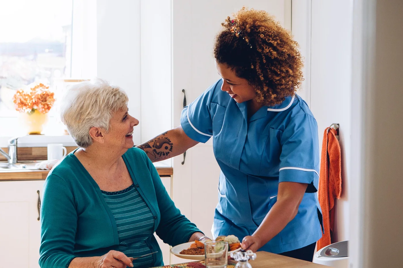 Older people sharing a positive everyday care moment